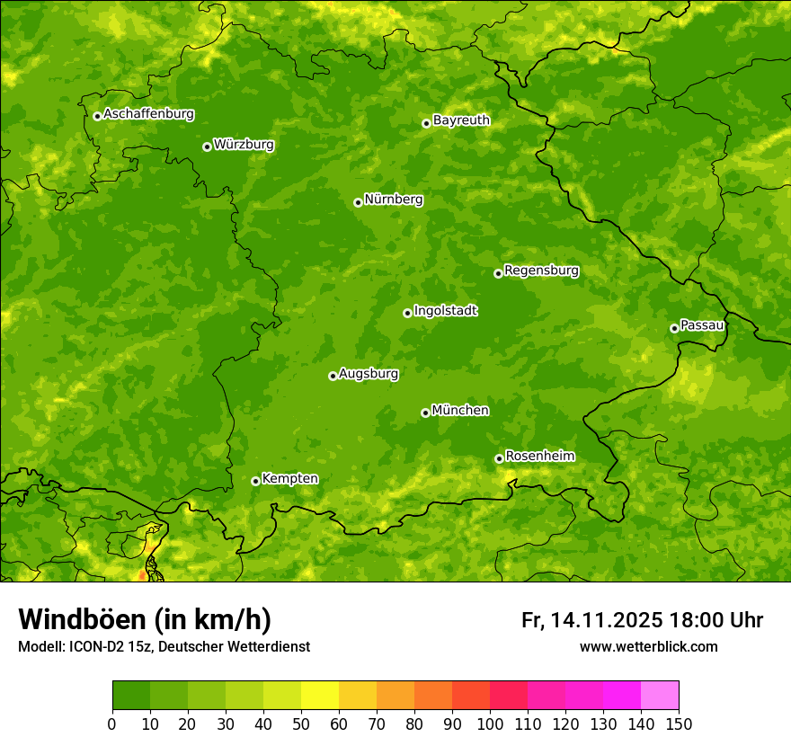 Modellkarten Windgeschwindigkeit