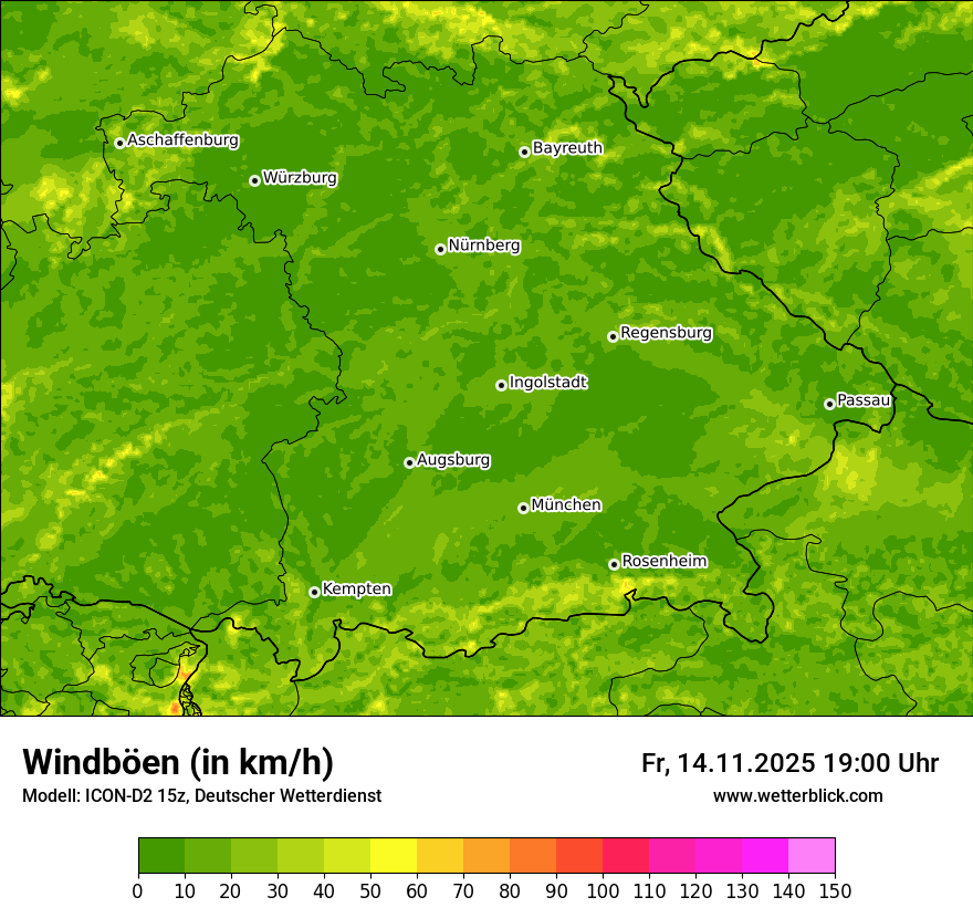 Modellkarten Windgeschwindigkeit