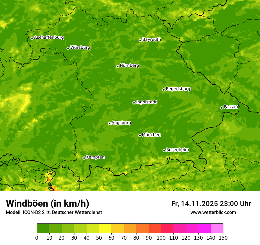 Modellkarten Windgeschwindigkeit