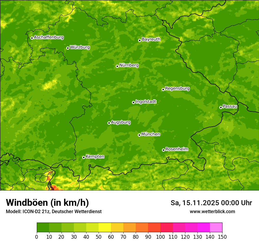 Modellkarten Windgeschwindigkeit