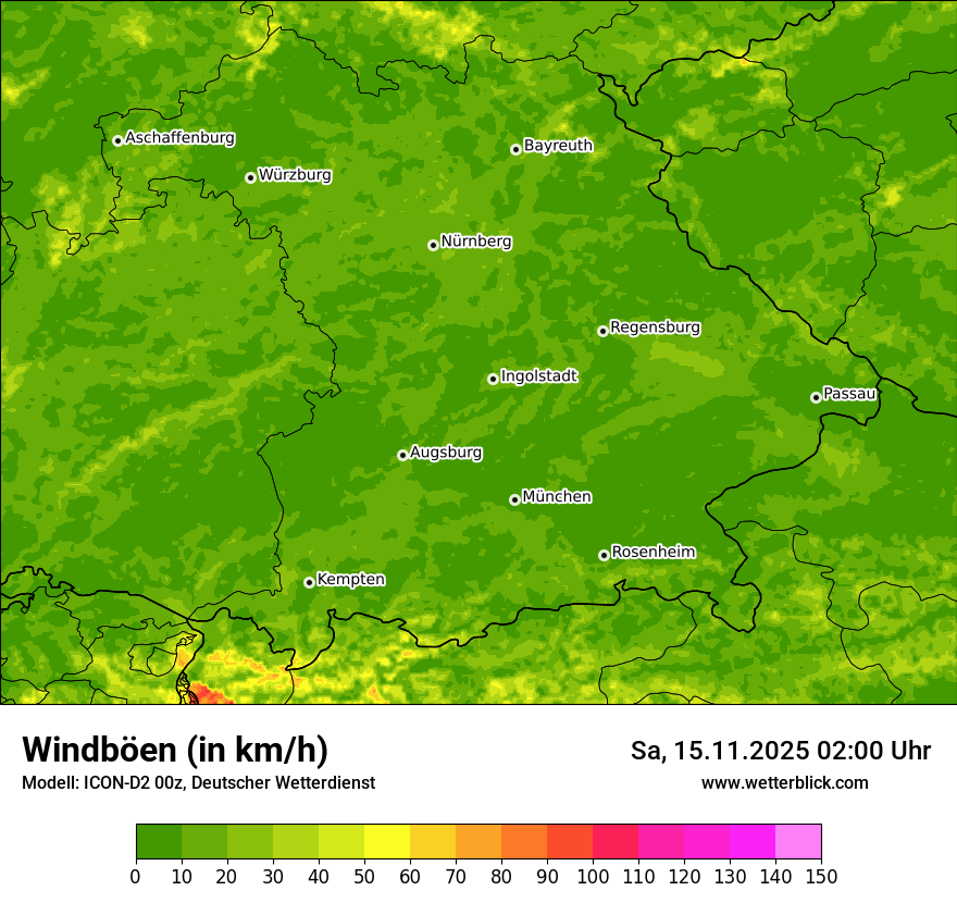 Modellkarten Windgeschwindigkeit