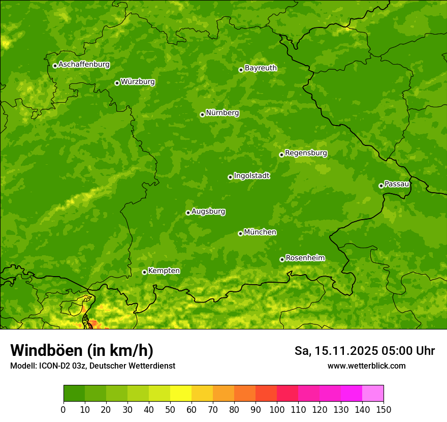 Modellkarten Windgeschwindigkeit