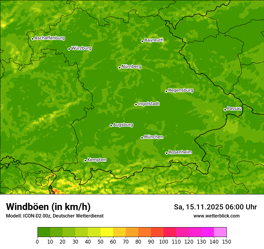 Modellkarten Windgeschwindigkeit