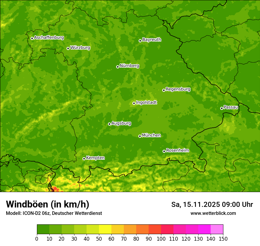 Modellkarten Windgeschwindigkeit