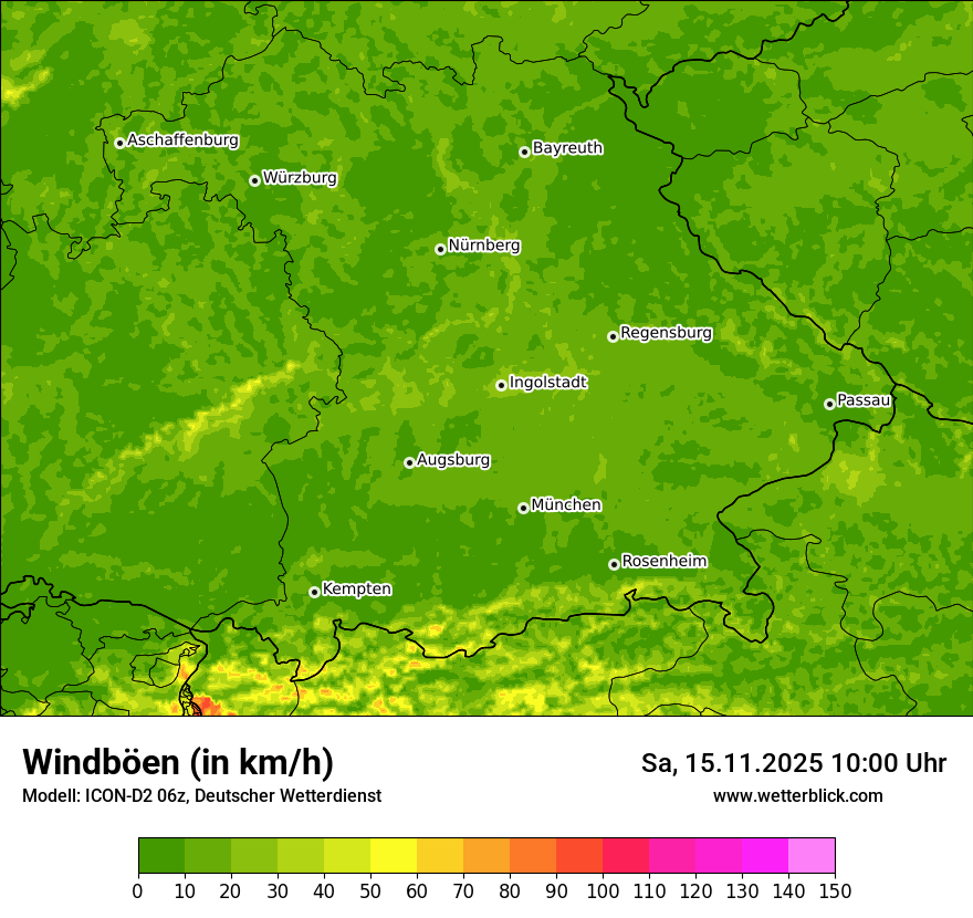 Modellkarten Windgeschwindigkeit