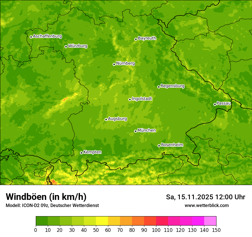 Modellkarten Windgeschwindigkeit