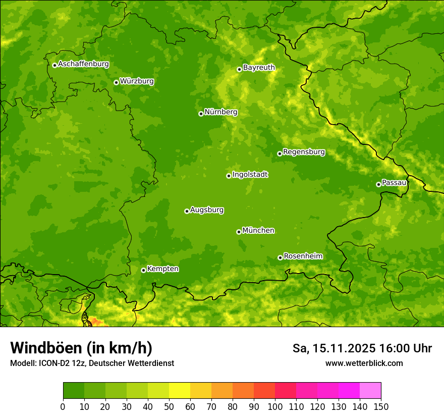 Modellkarten Windgeschwindigkeit