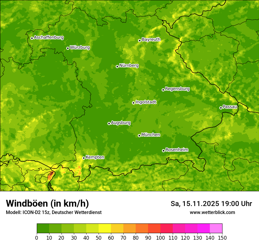 Modellkarten Windgeschwindigkeit