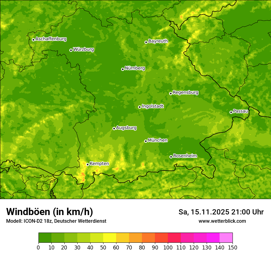 Modellkarten Windgeschwindigkeit