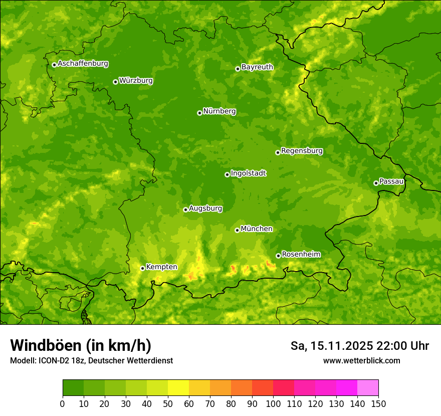 Modellkarten Windgeschwindigkeit