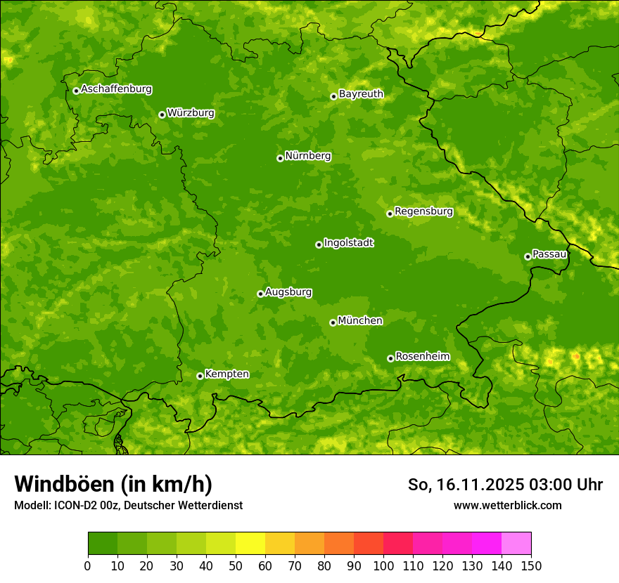 Modellkarten Windgeschwindigkeit