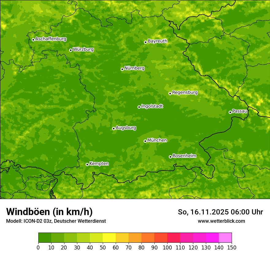 Modellkarten Windgeschwindigkeit