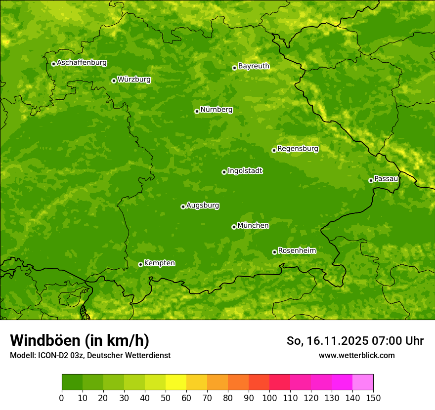 Modellkarten Windgeschwindigkeit