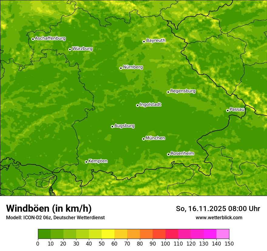 Modellkarten Windgeschwindigkeit