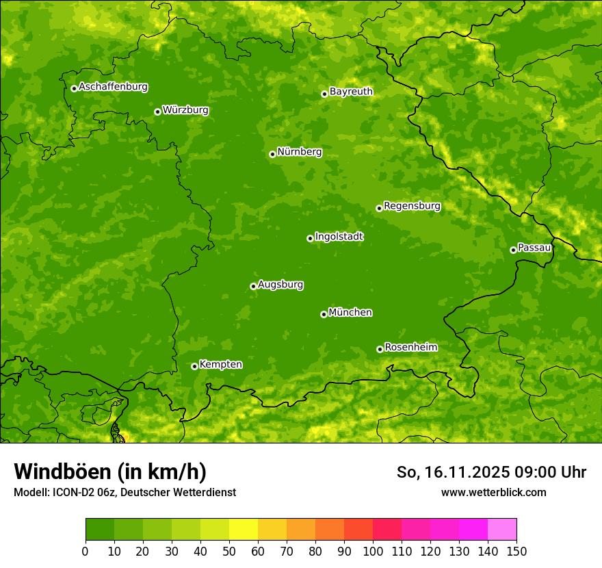 Modellkarten Windgeschwindigkeit