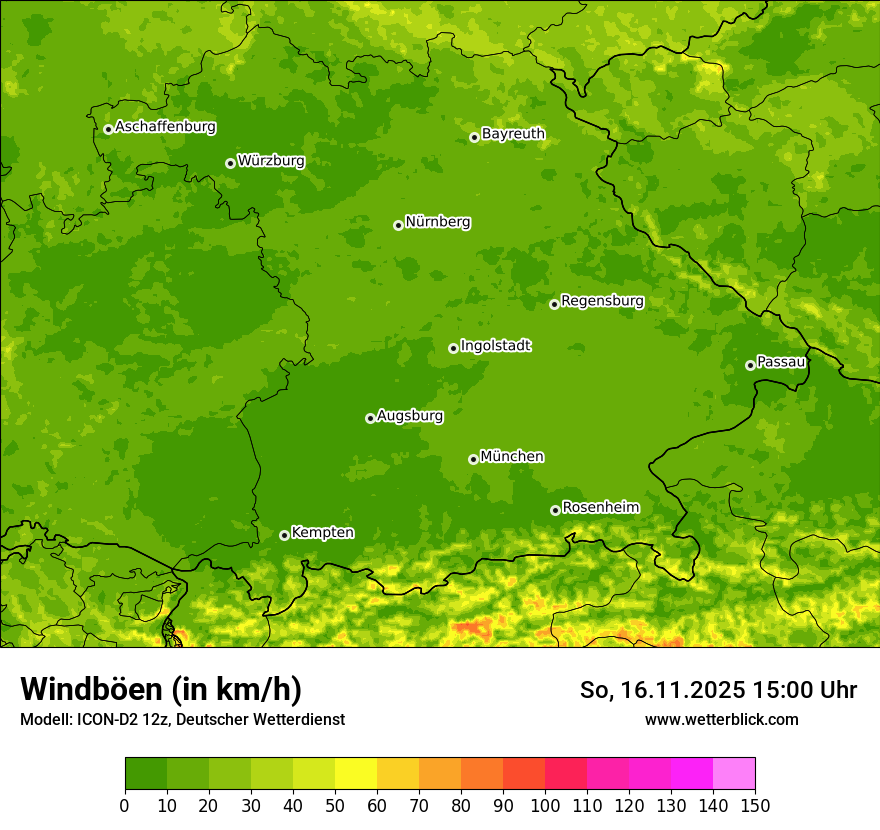 Modellkarten Windgeschwindigkeit