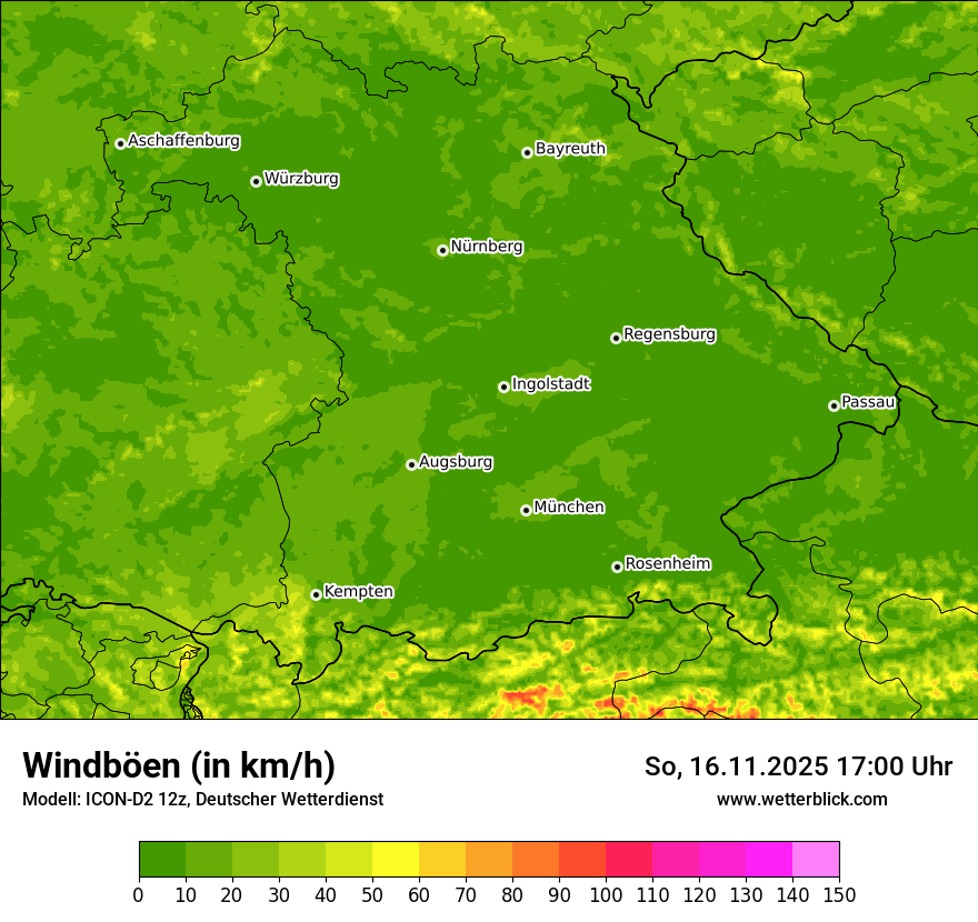 Modellkarten Windgeschwindigkeit