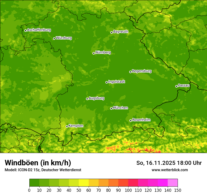 Modellkarten Windgeschwindigkeit