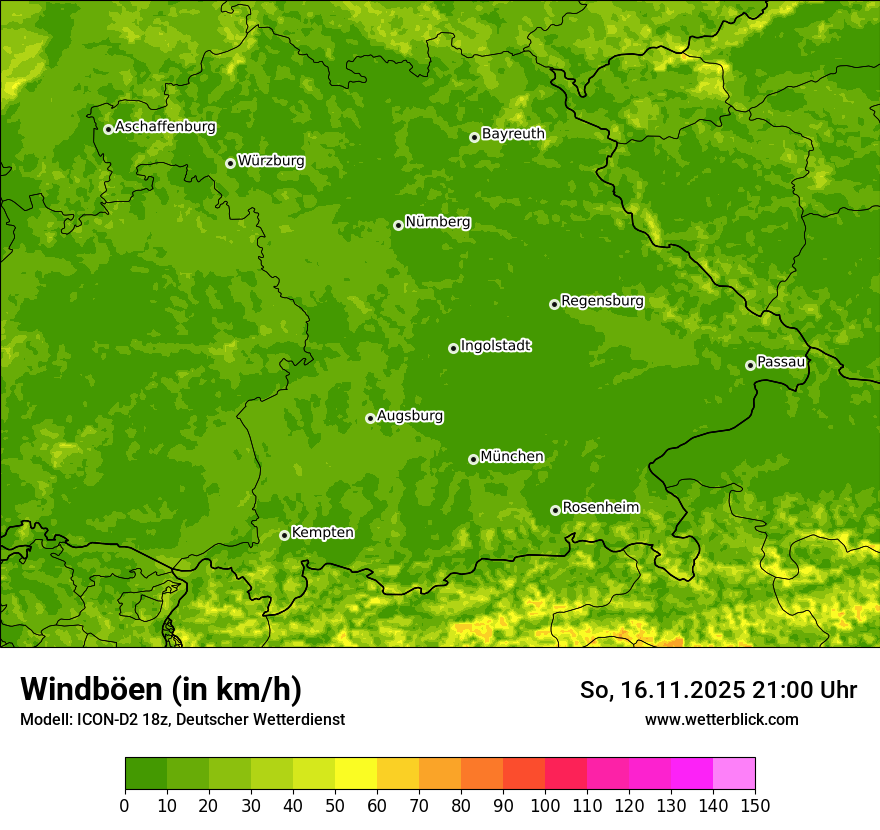 Modellkarten Windgeschwindigkeit