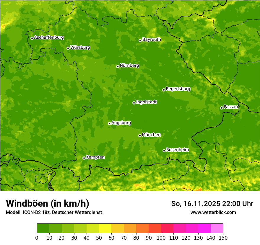 Modellkarten Windgeschwindigkeit