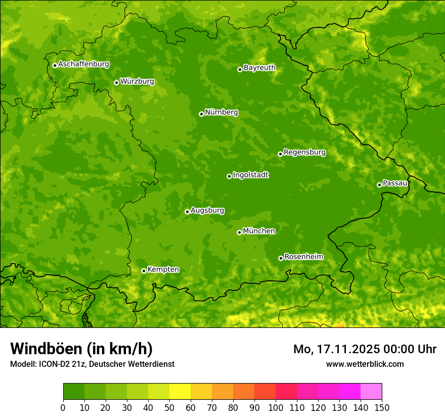Modellkarten Windgeschwindigkeit