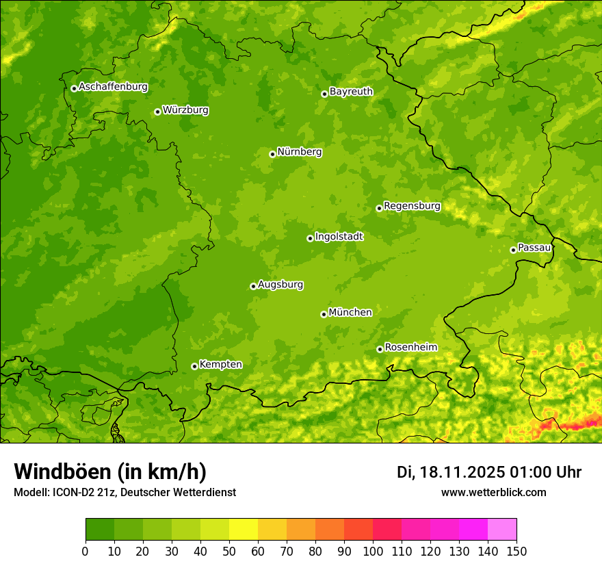 Modellkarten Windgeschwindigkeit