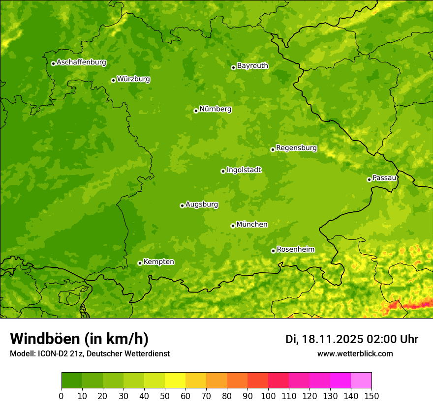 Modellkarten Windgeschwindigkeit