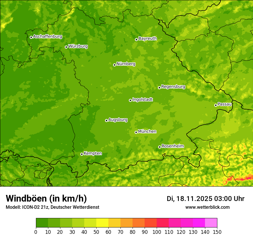 Modellkarten Windgeschwindigkeit
