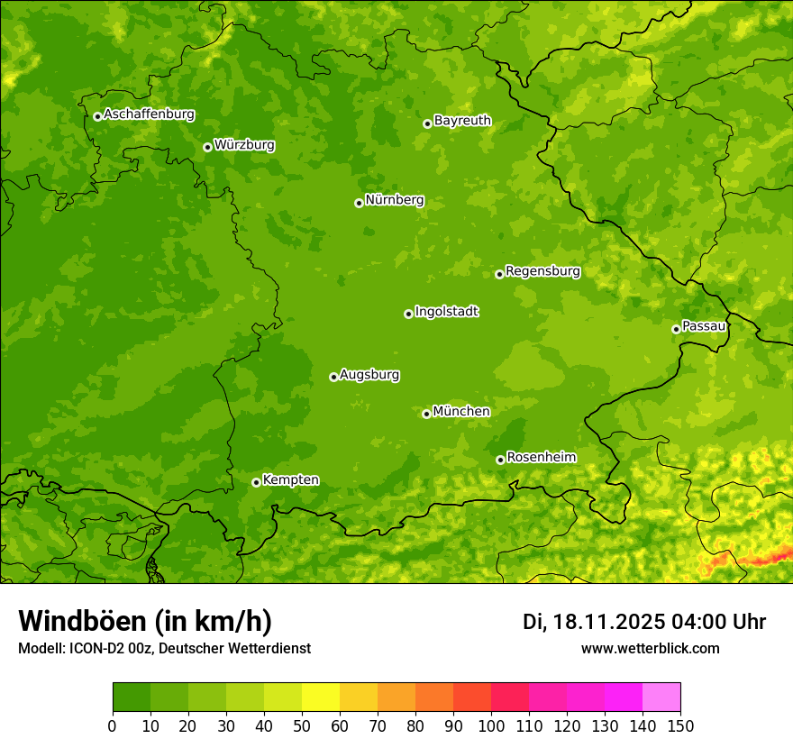 Modellkarten Windgeschwindigkeit