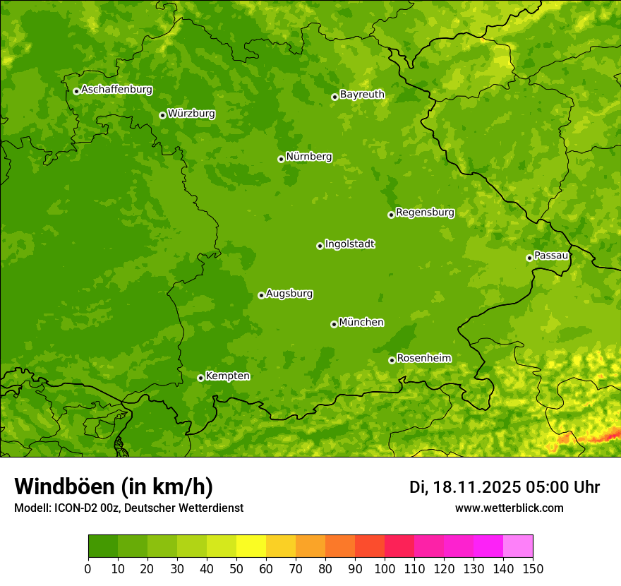 Modellkarten Windgeschwindigkeit