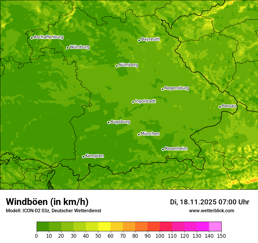 Modellkarten Windgeschwindigkeit