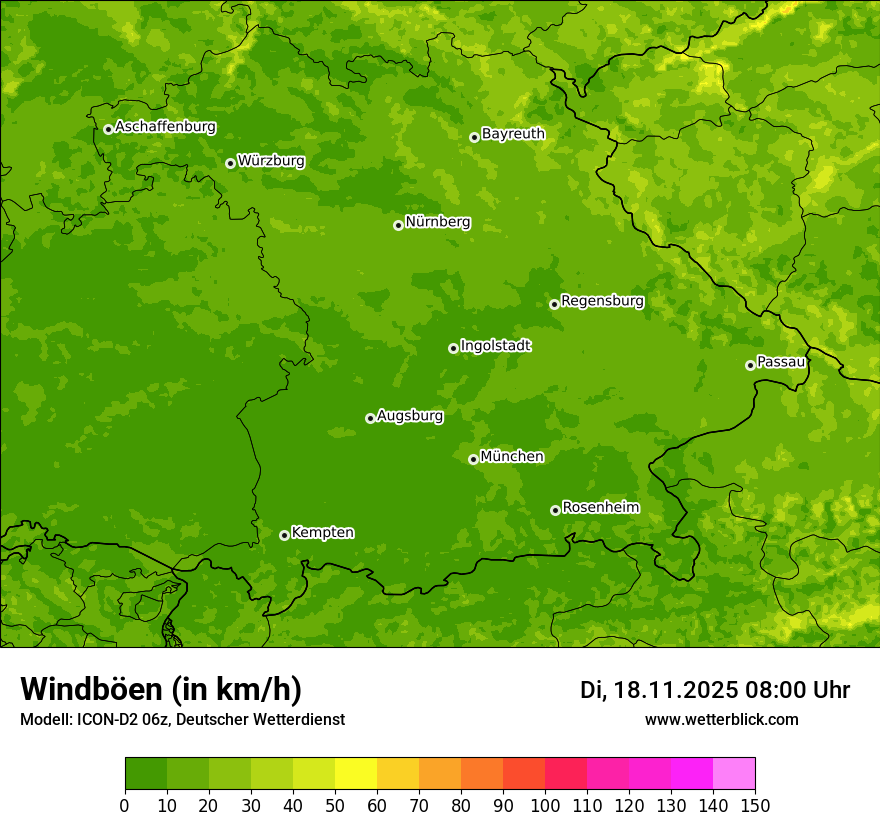 Modellkarten Windgeschwindigkeit