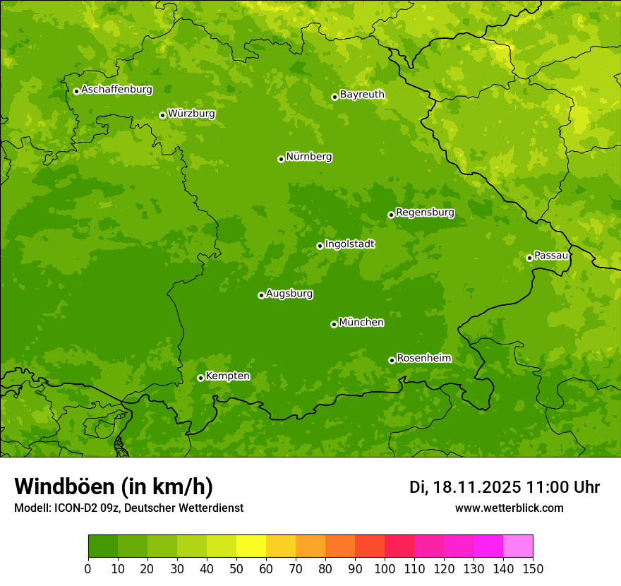 Modellkarten Windgeschwindigkeit