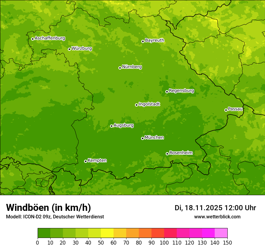 Modellkarten Windgeschwindigkeit