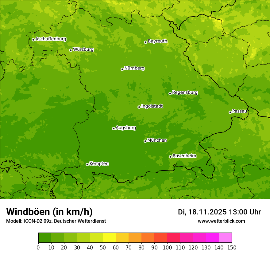 Modellkarten Windgeschwindigkeit