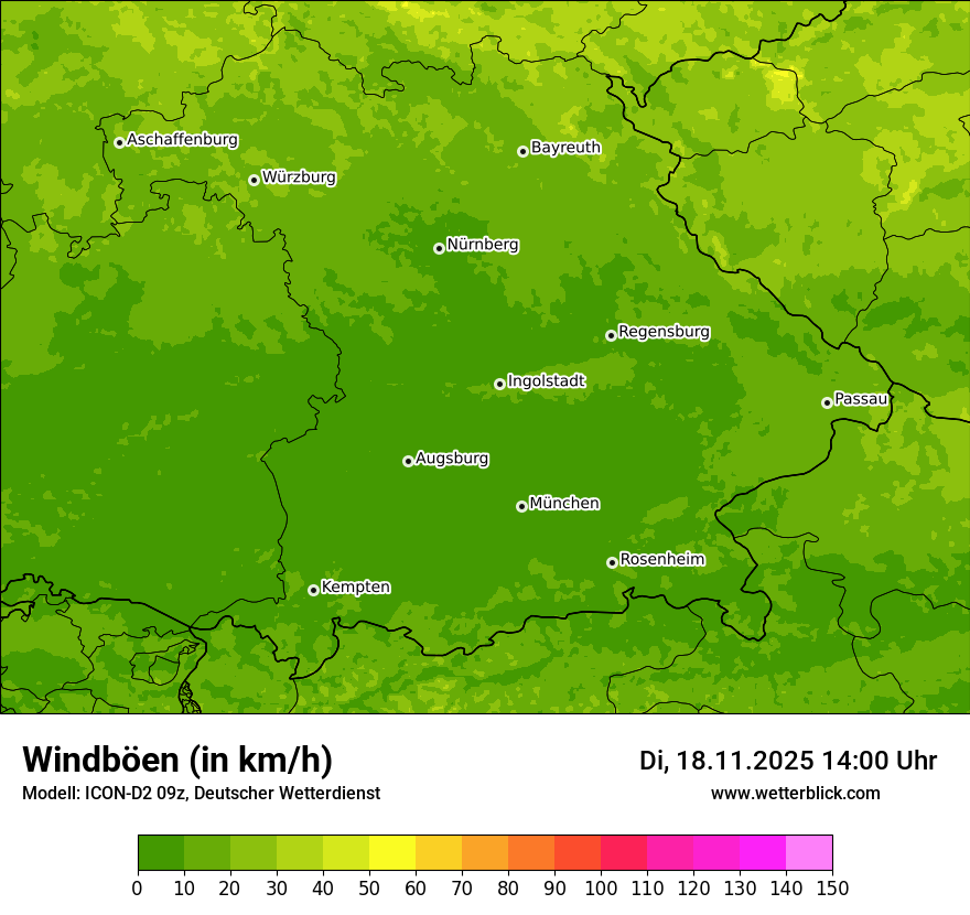 Modellkarten Windgeschwindigkeit
