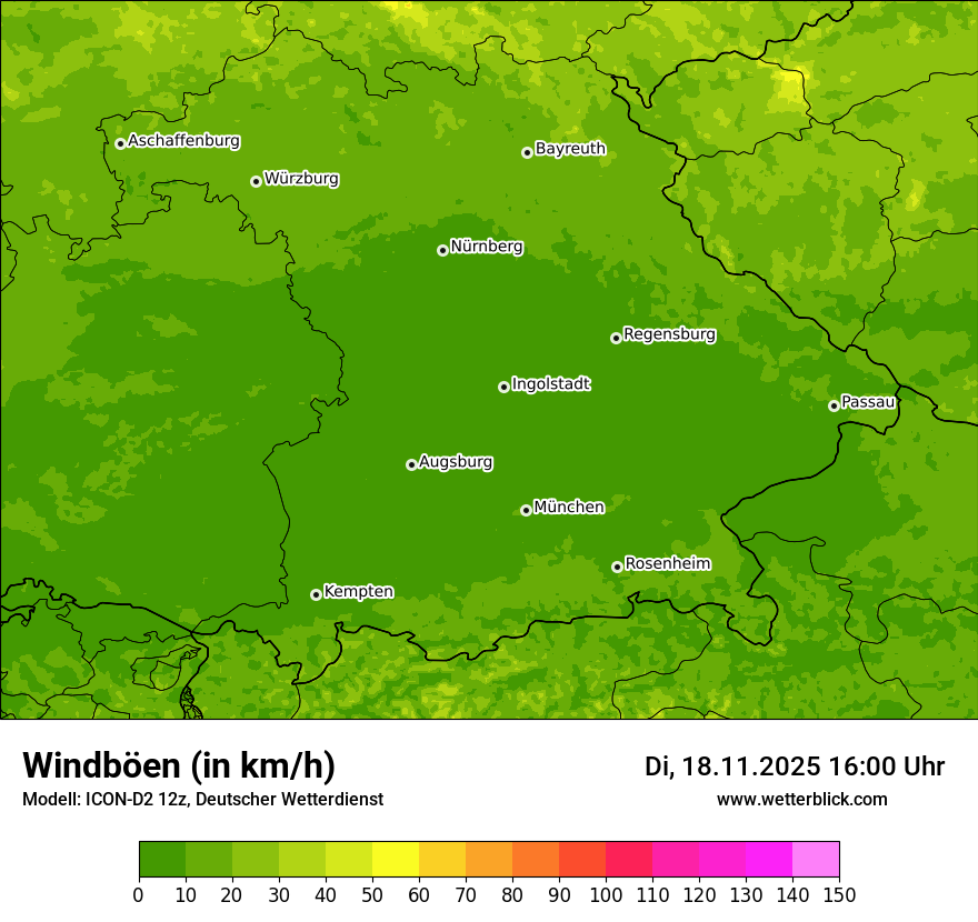 Modellkarten Windgeschwindigkeit