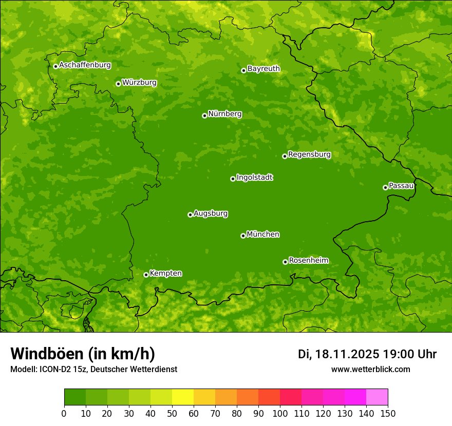 Modellkarten Windgeschwindigkeit
