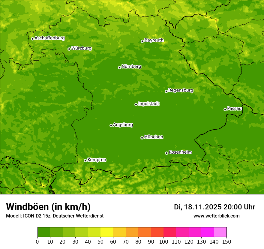Modellkarten Windgeschwindigkeit