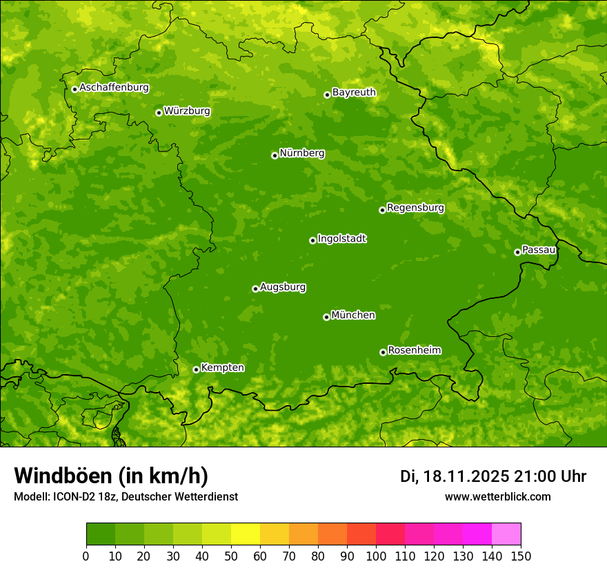 Modellkarten Windgeschwindigkeit