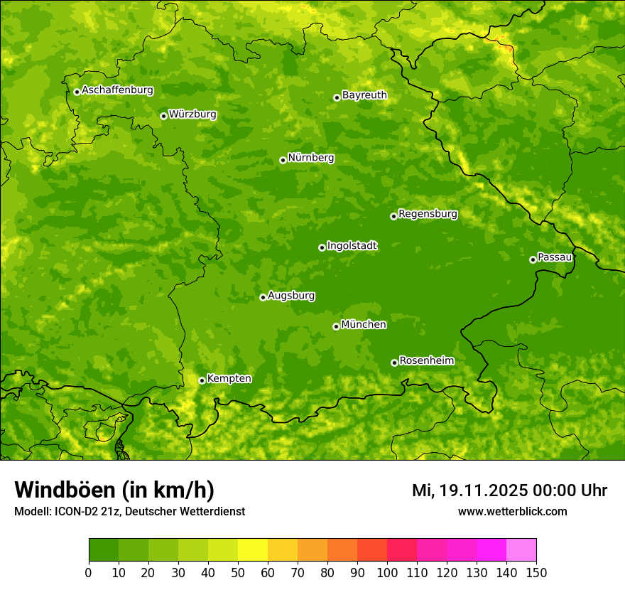 Modellkarten Windgeschwindigkeit