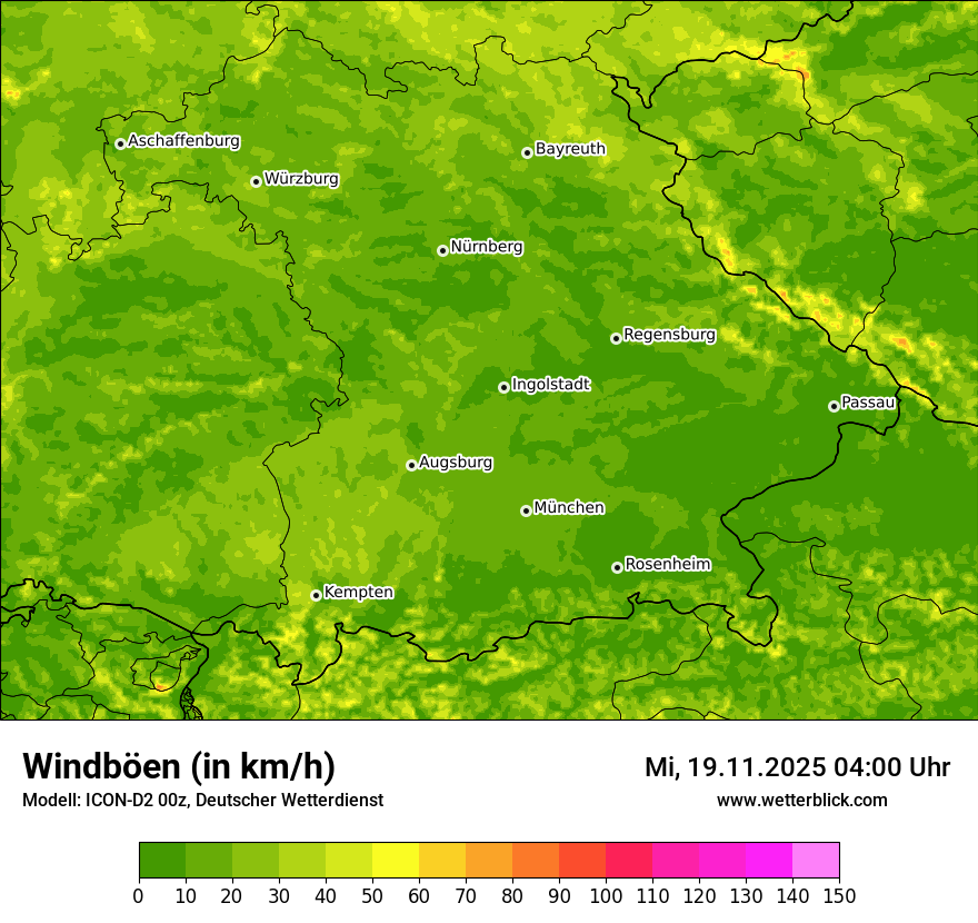 Modellkarten Windgeschwindigkeit