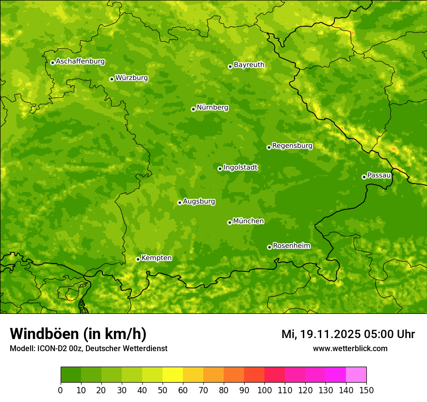 Modellkarten Windgeschwindigkeit