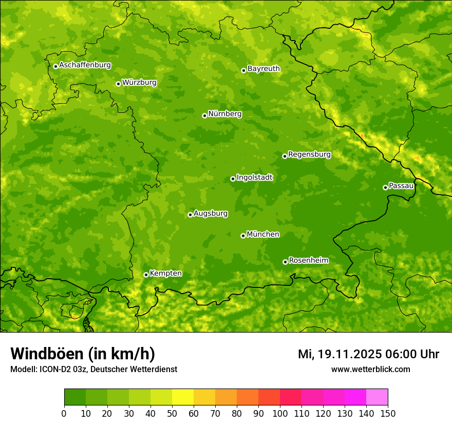 Modellkarten Windgeschwindigkeit