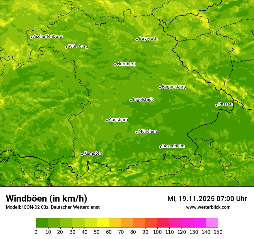 Modellkarten Windgeschwindigkeit
