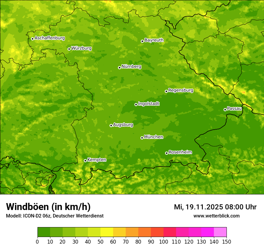Modellkarten Windgeschwindigkeit