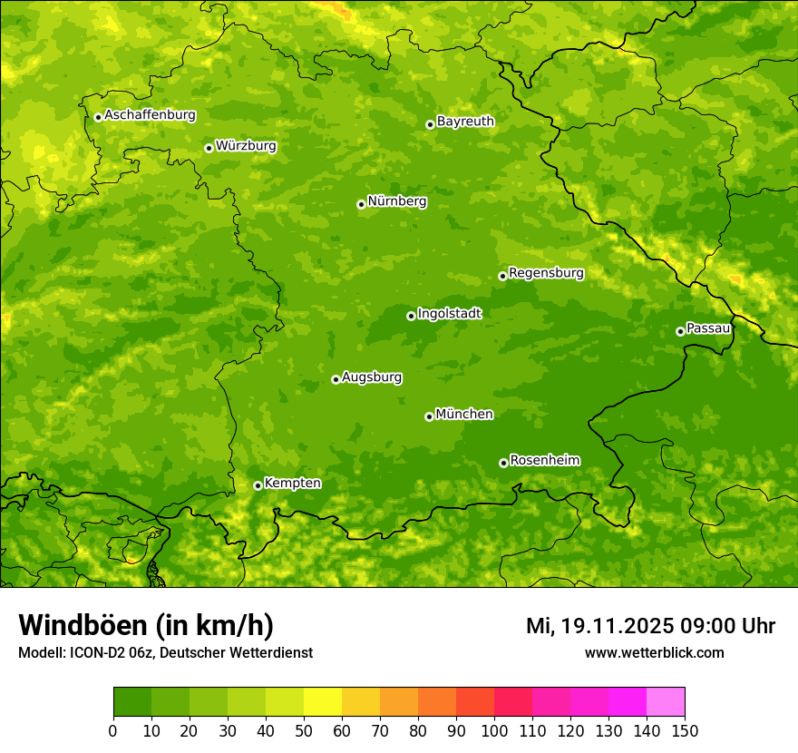 Modellkarten Windgeschwindigkeit