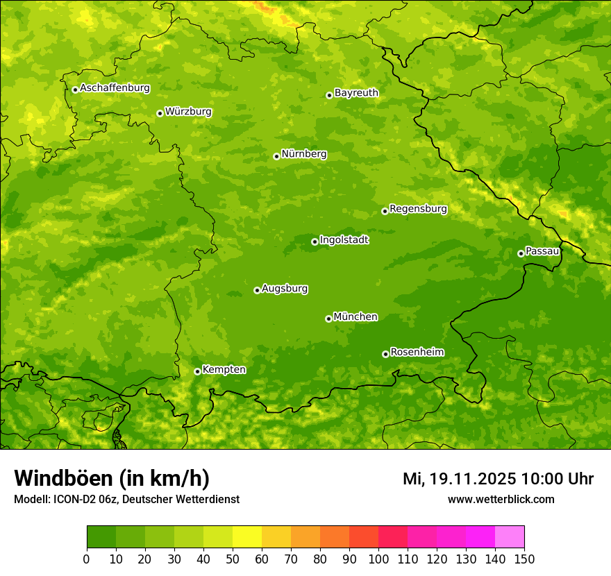 Modellkarten Windgeschwindigkeit