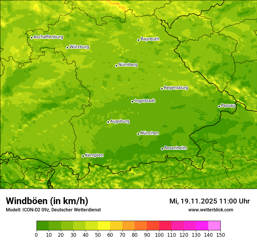 Modellkarten Windgeschwindigkeit