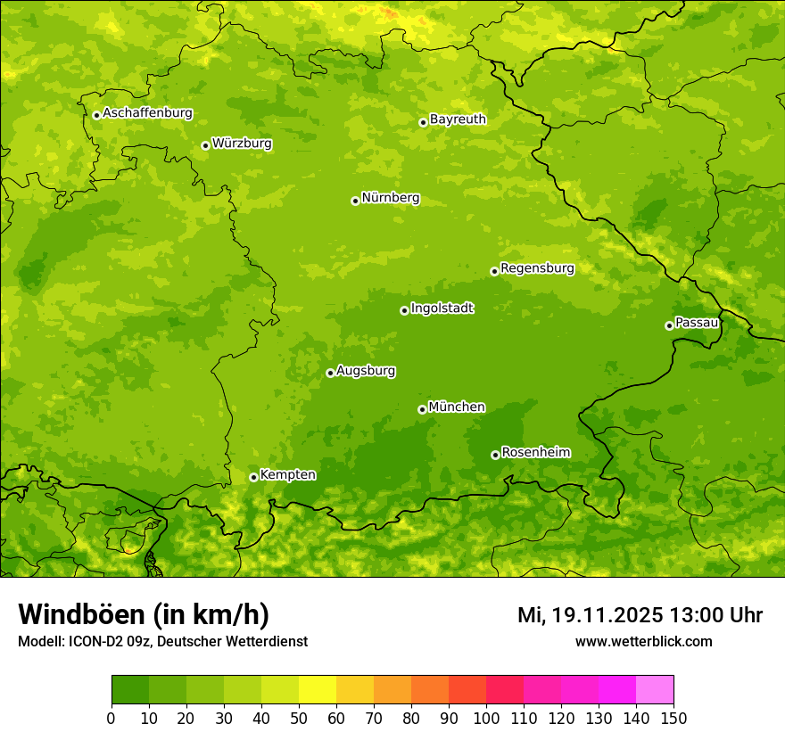 Modellkarten Windgeschwindigkeit